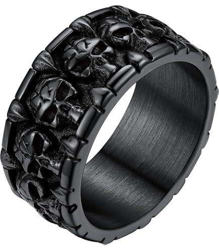 SAINTHERO Men's Vintage Stainless Steel Band Rings Gothic Devil